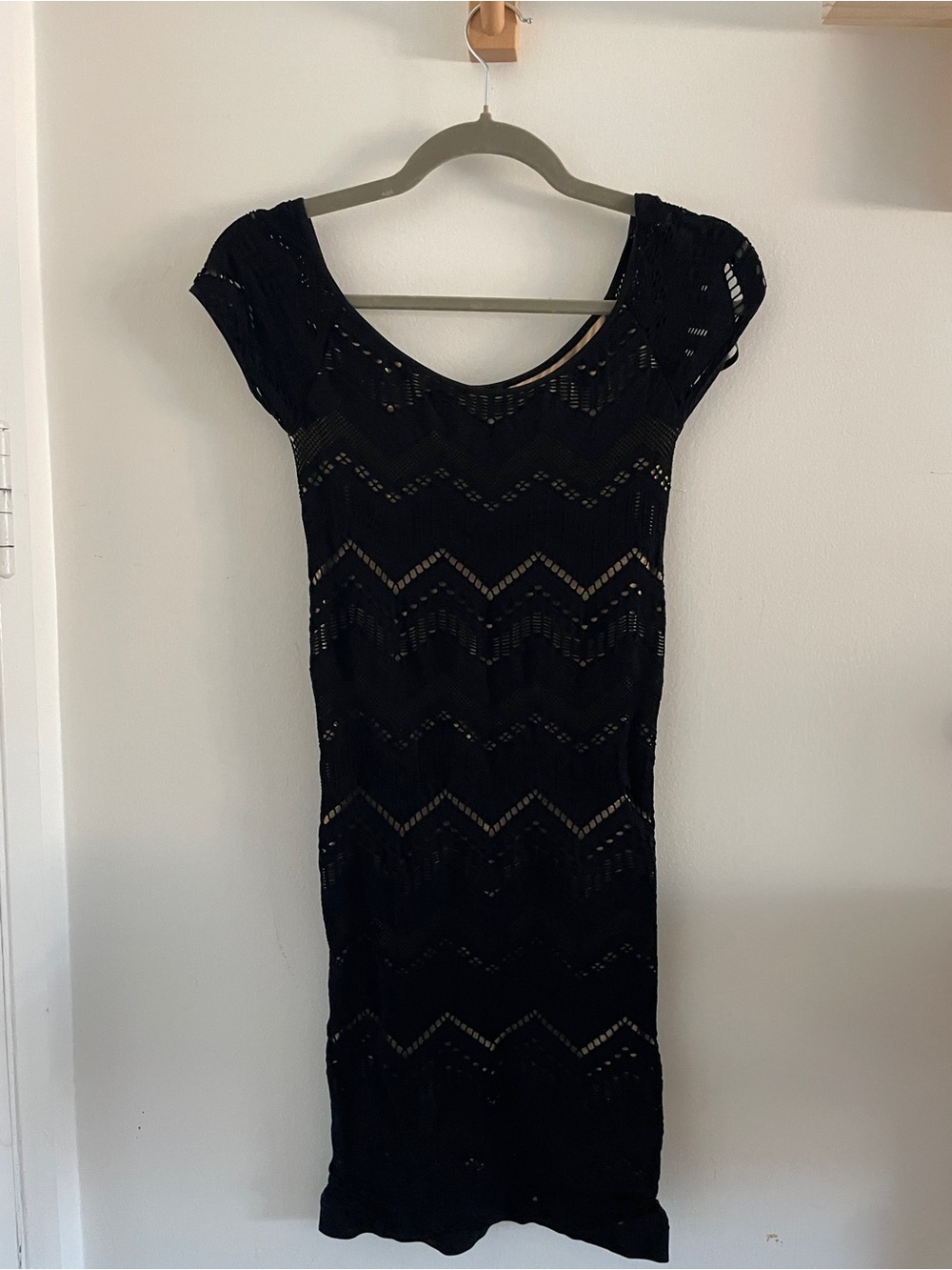 Bebe Black Crochet Sheath Dress - Classic Women's Dress